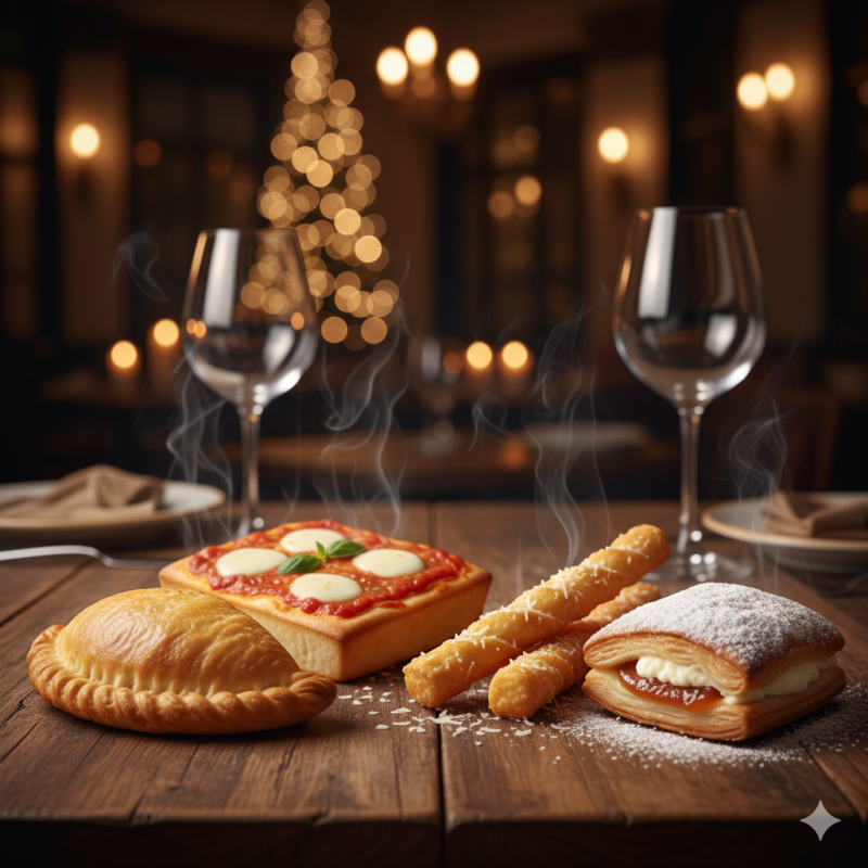 PASTEL DE POLLO, PAN PIZZA, PALITO DE QUESO, PASTEL GLORIA