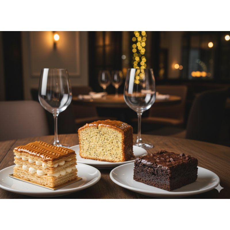 BROWNIE, MILHOJAS Y TORTA AMAPOLA